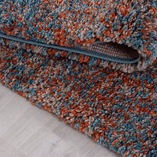 Bravich Modern Abstract Shaggy Rug in Orange and Multicolour, W: 120 cm, D: 170 cm – 3