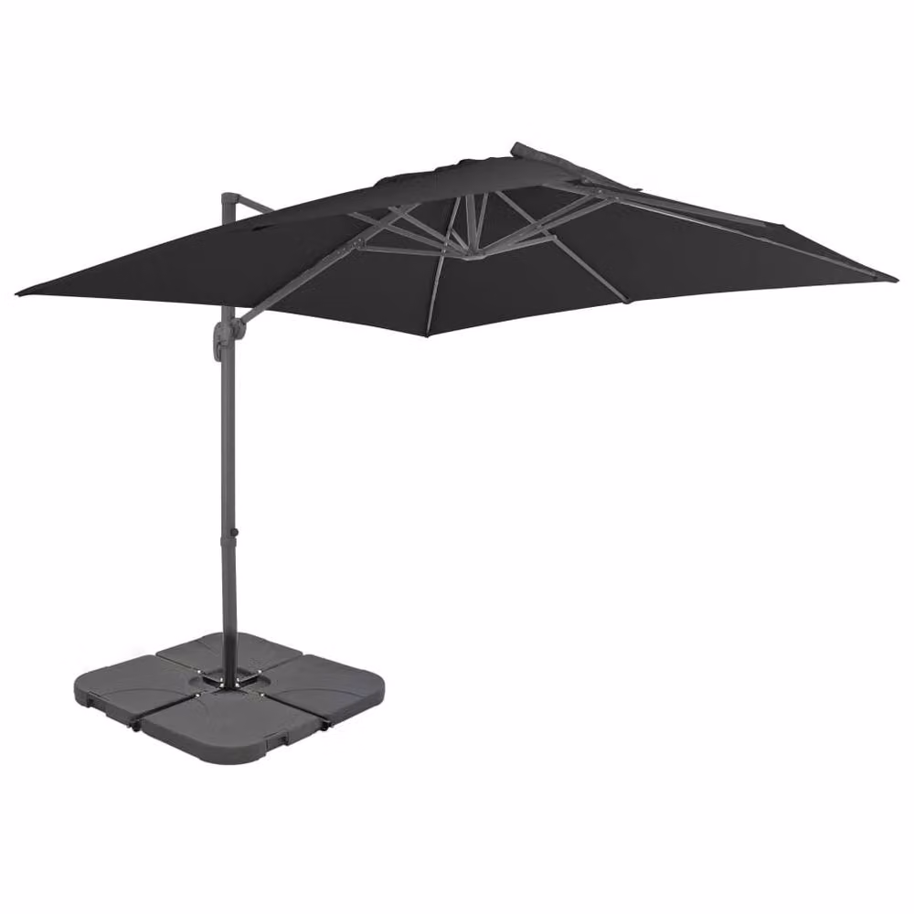 Berkfield Home Outdoor Umbrella with Portable Base in Anthracite Grey, H 258 cm x W 300 cm x D 300 cm – 2