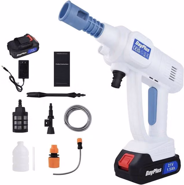 SPETLEK Portable Cordless High Pressure Car Jet Washer with 2 Rechargeable Batteries in White
