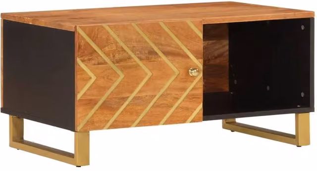 Berkfield Home Industrial Mango Wood Coffee Table in Brown and Black, W/D/H: 80 x 50 x 40 cm
