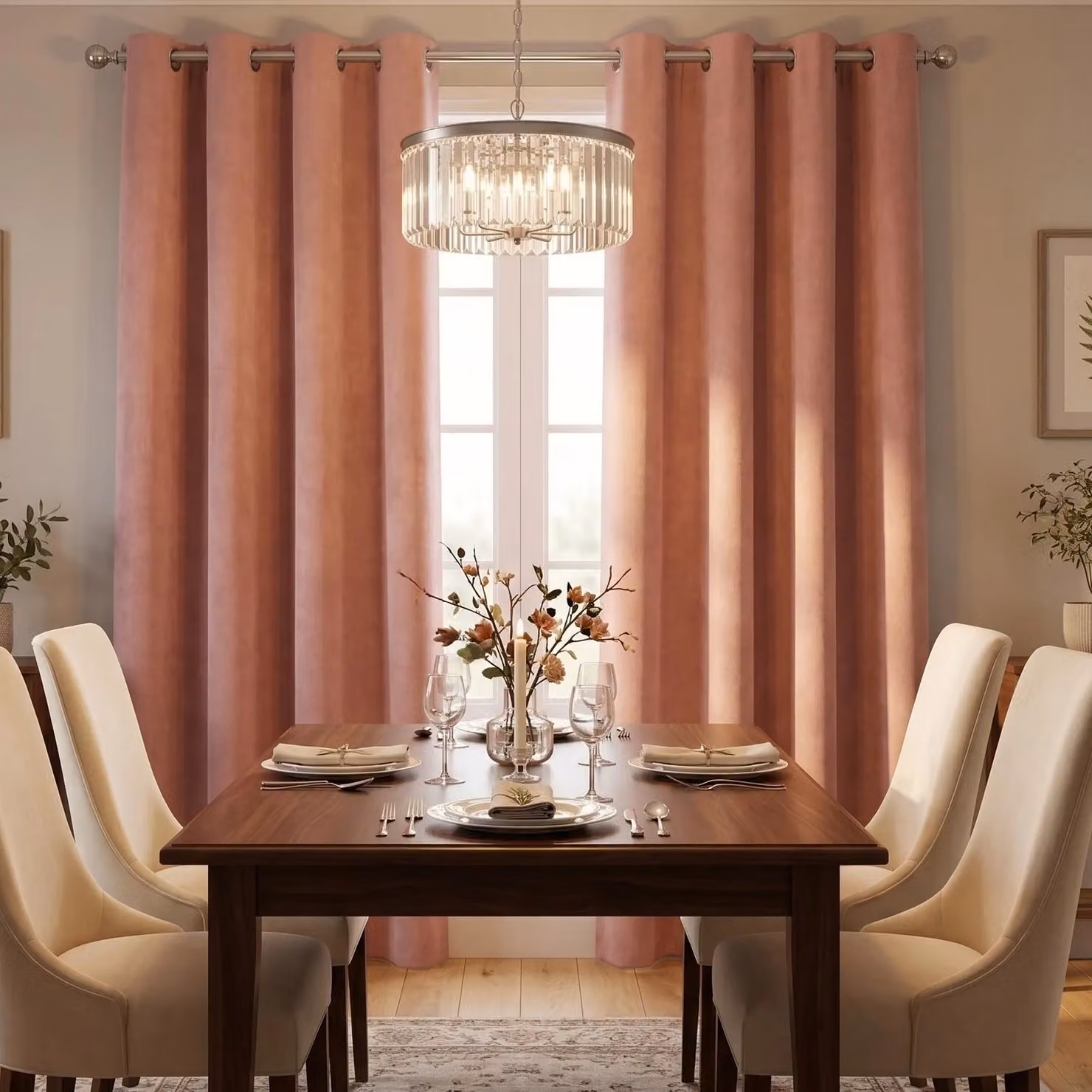 Terrys Luxury Velvet Chenille Eyelet Curtains, Pink, Width: 142 cm, Drop: 183 cm – 3