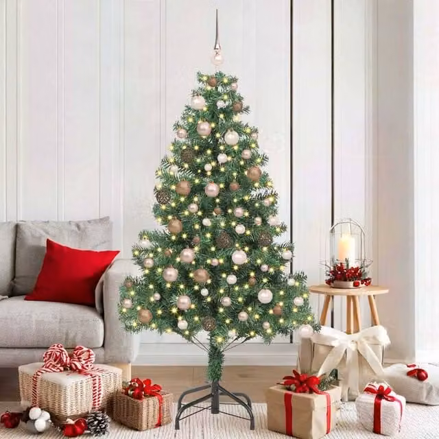 Berkfield Home Green PVC Christmas Tree with 300 LEDs and Stand, Height: 180 cm