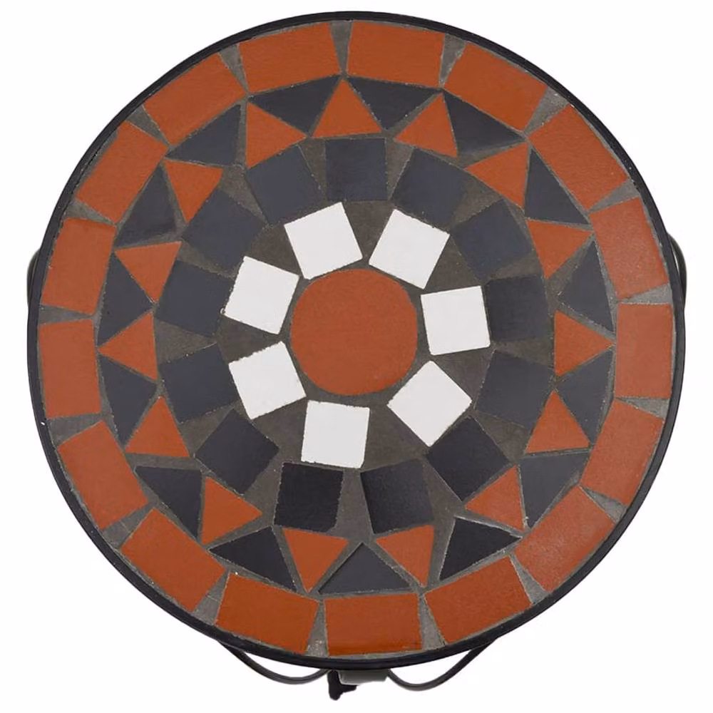 Berkfield Home Set of 3 Mediterranean Style Ceramic and Metal Plant Stands in Orange and White – 4