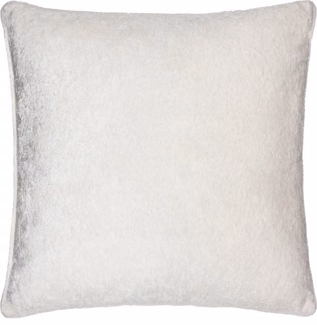 Lustre Plain Square Velvet Cushion in White Polyester