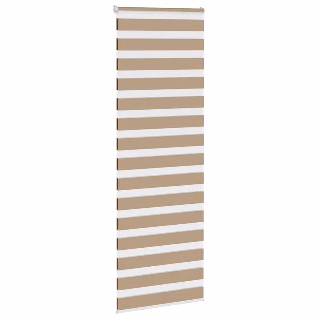 Berkfield Home Zebra Blind in Sand Brown, Polyester Fabric, W: 75 cm, H: 230 cm – 2