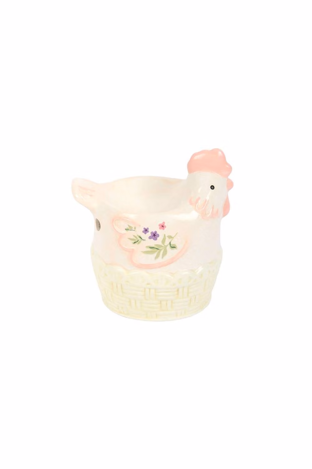 KDMD White Ceramic Pastel Hen Oil Burner and Wax Warmer with Floral Decor – 2