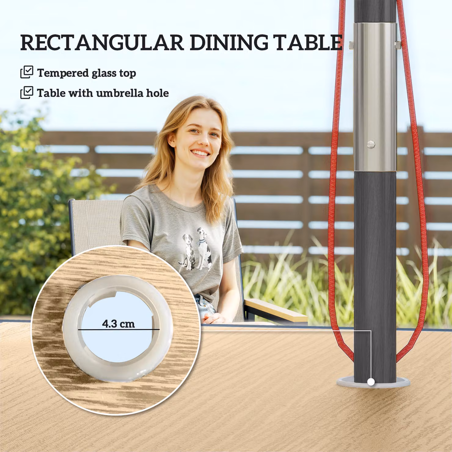 Outsunny Five-Piece Modern Metal Garden Dining Set with Glass-Top Square Table in Beige and Grey – 3