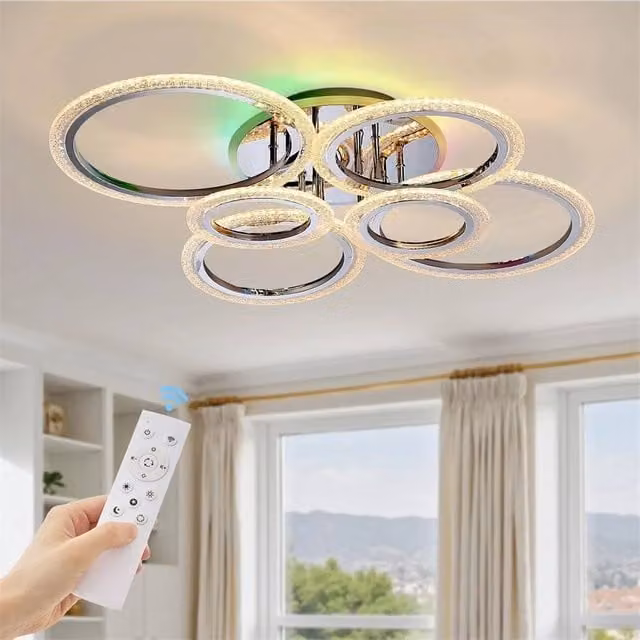 Nordara Modern Dimmable LED Ring Ceiling Light with RGB Backlight in White – 1