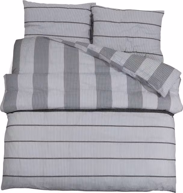 Berkfield Home Grey Cotton Duvet Cover and Pillowcase Set, W: 140 cm, H: 200 cm – 1