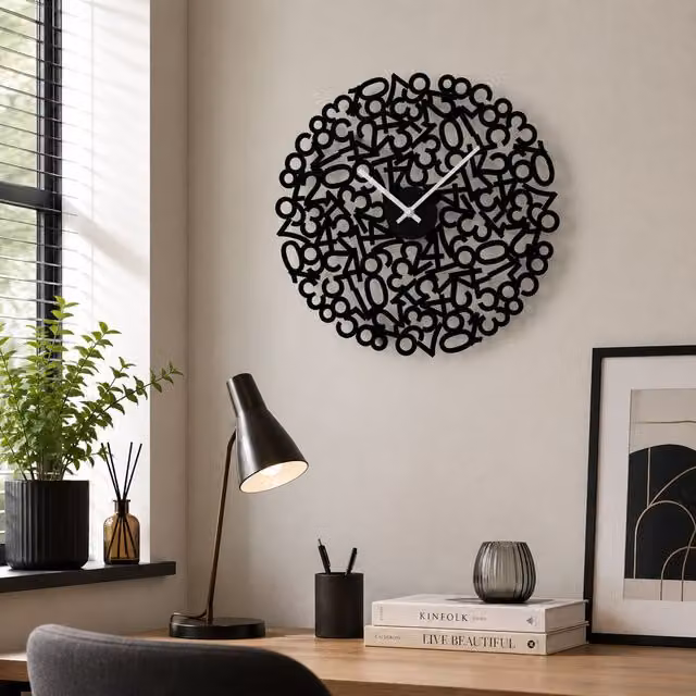 Orsina Maison by Premier Black and White Abstract Numbers Design Quartz Wall Clock, Diameter: 40 cm – 3