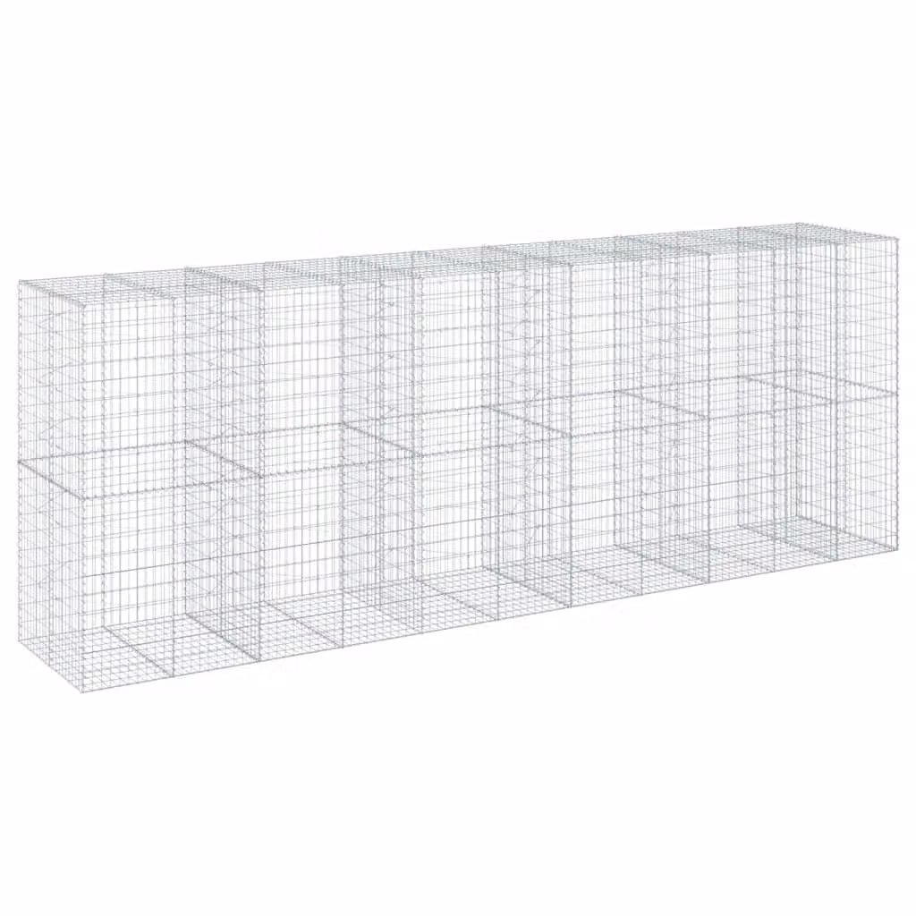Berkfield Home Silver Galvanised Steel Gabion Basket with Cover, W/D/H: 550 x 100 x 200 cm – 2