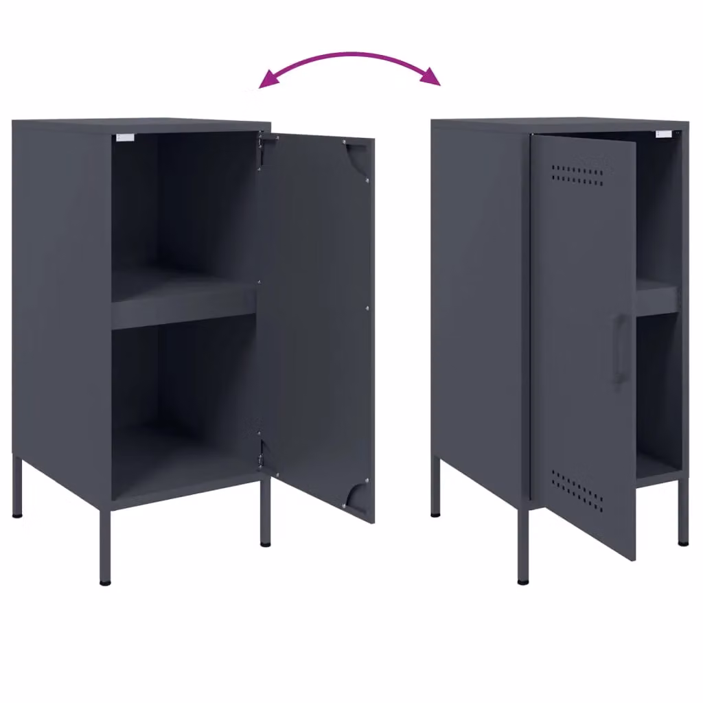 Berkfield Home Set of 2 Anthracite Steel Sideboards, W/D/H: 36 x 39 x 79 cm – 4