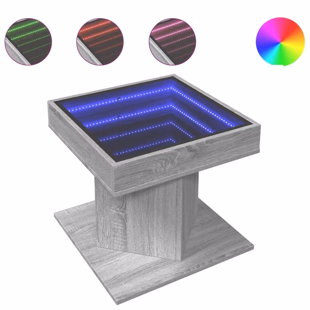 Berkfield Home Engineer Decorative LED Coffee Table in Grey Sonoma, W/D/H: 50 x 50 x 45 cm – 1