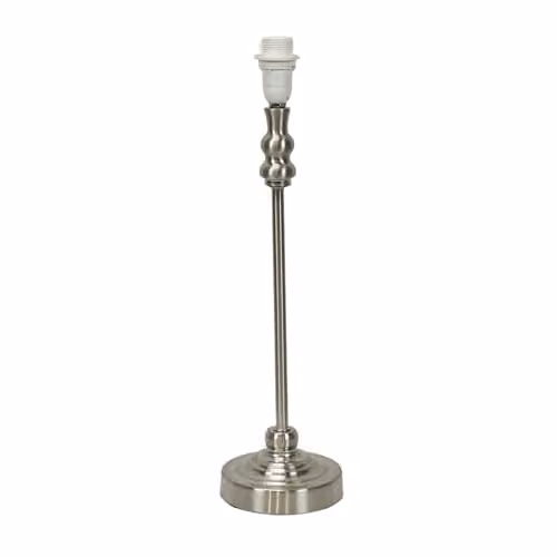 ValueLights Maggie Metal Candlestick Slim Table Lamp Base in Silver and Chrome, H 42.0 cm x W 11.0 cm x D 11.0 cm