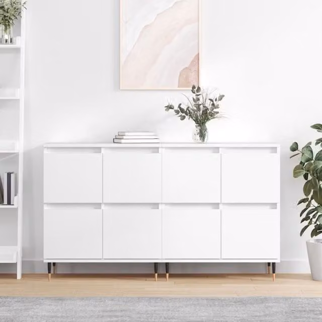 Berkfield Home Set of 2 Classic White Matt MDF Sideboards