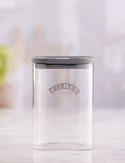 Kilner Set of 3 Transparent Glass Vacuum Storage Jars, 1 l each