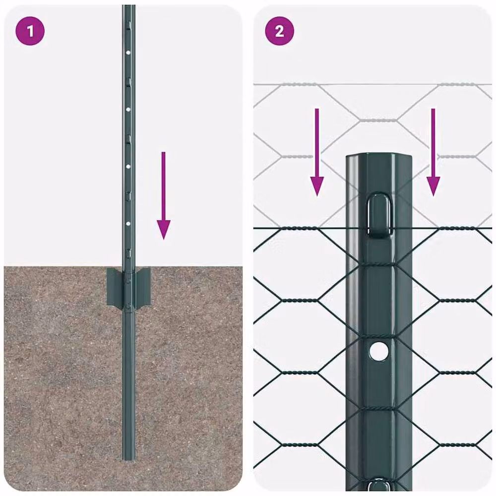 vidaXL Green Garden Fence Set of 2, PVC-Coated Steel, W: 25 m, H: 12 m, D: 0.5 m – 4
