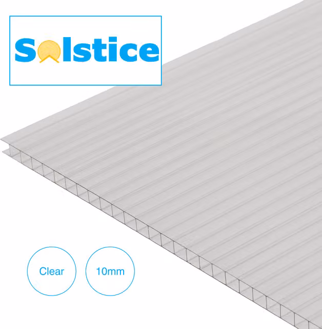 Solstice 10mm Twinwall Polycarbonate Sheeting, Clear, W: 900 mm, L: 4000 mm