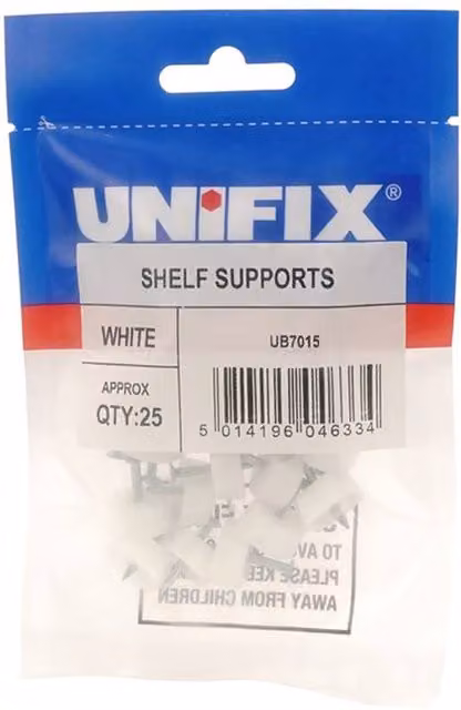 Unifix White Plastic Shelf Supports, Bag of 25