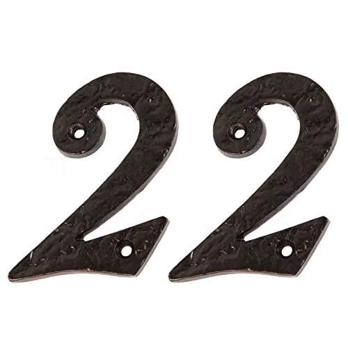 Hammer and Tongs Rustic Iron Number 2 Metal Numerals in Black, Pack of 2, Height: 8.5 cm – 2