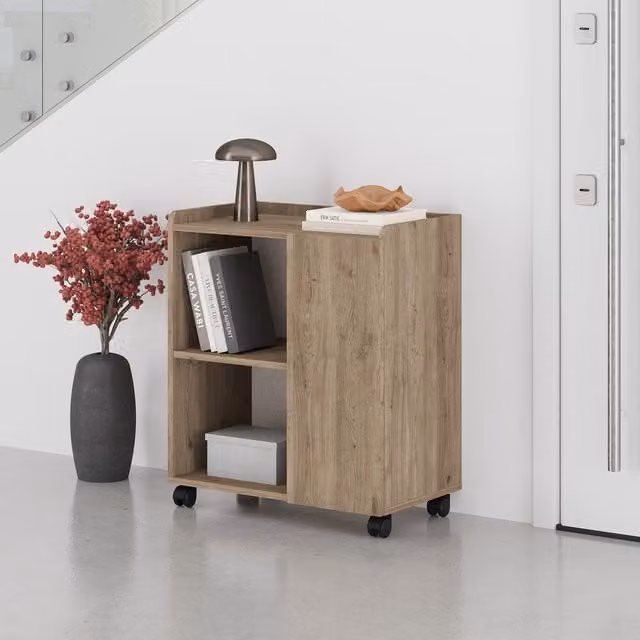 Decortie Zeo Modern Mobile Sideboard Cabinet with Castors, Brown, W/D/H: 70 x 40 x 80 cm – 1