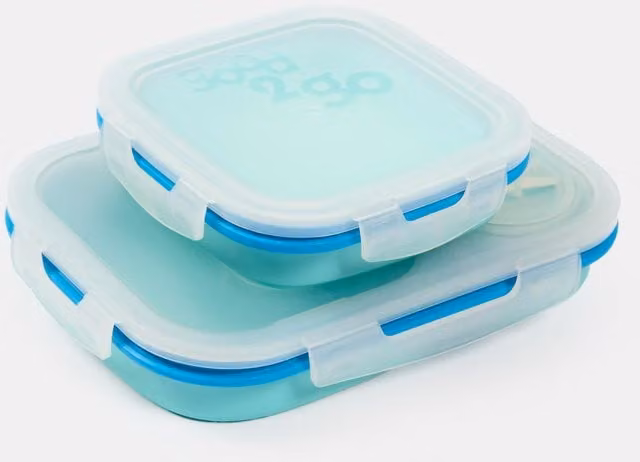 Tupperware Blue Leakproof Plastic Lunch Box Storage Container Set with Snap Lids