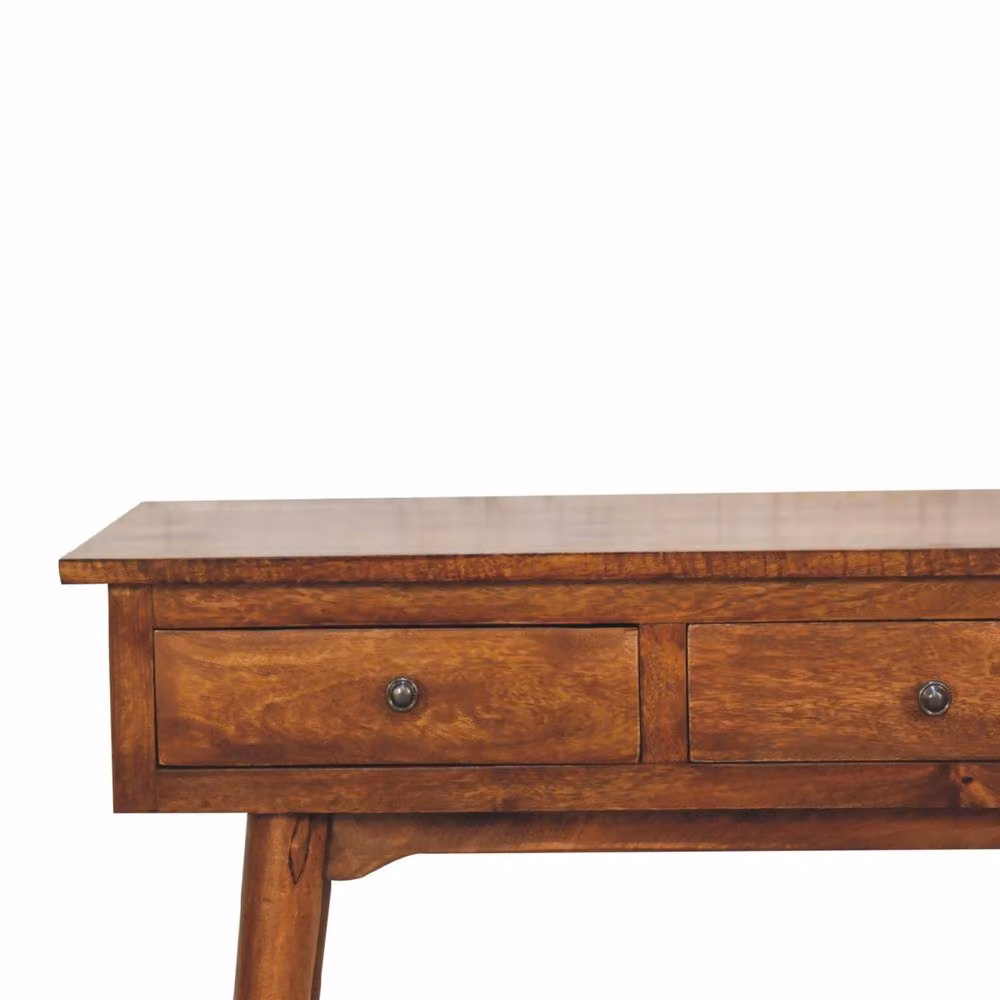 STILVORA Minimalist 3 Drawer Mango Wood Console Table in Brown Matt Finish – 4