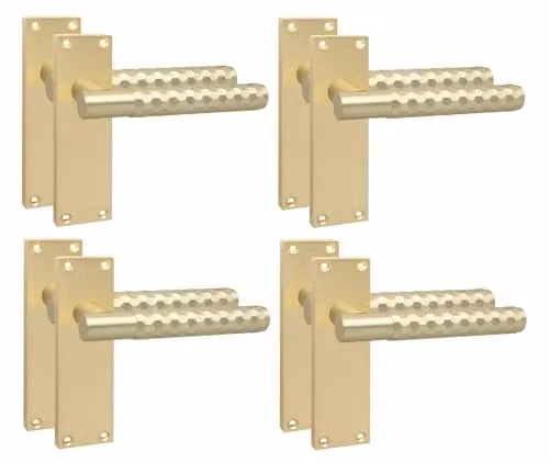 Golden Grace Knurled Honeycomb T-Bar Door Handles in Satin Brass, 4 Pairs