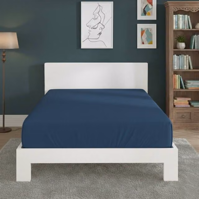 Snug City Polycotton Extra Deep Fitted Sheet in Mid Blue, Size: Super King, W/D/H: 200 x 200 x 40 cm
