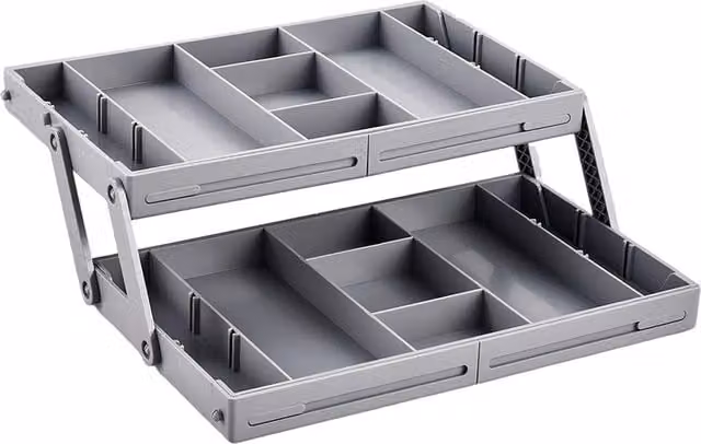 Livingandhome Expandable Multi-tier Drawer Organizer Storage Tray, Grey, W/D/H: 15 x 15 x 4.5 cm