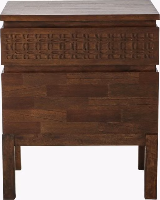 Perch & Parrow Sadie Boho Bedside Table in Brown Wood