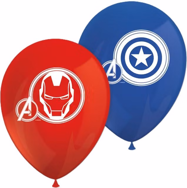 Pack of 8 Red Marvel Avengers Mighty Round Latex Balloons for Childrens Birthday Parties