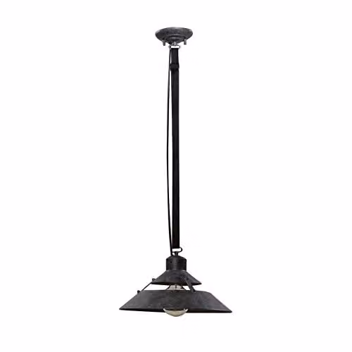 Netlighting Industrial Dome Ceiling Pendant, Black Metal, 40W E27, Height Adjustable – 1