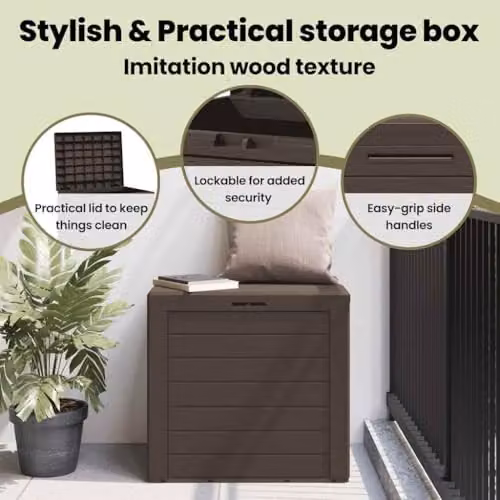 vidaXL Brown Polypropylene Garden Storage Box W: 58.5 cm, D: 46 cm, H: 55 cm – 6