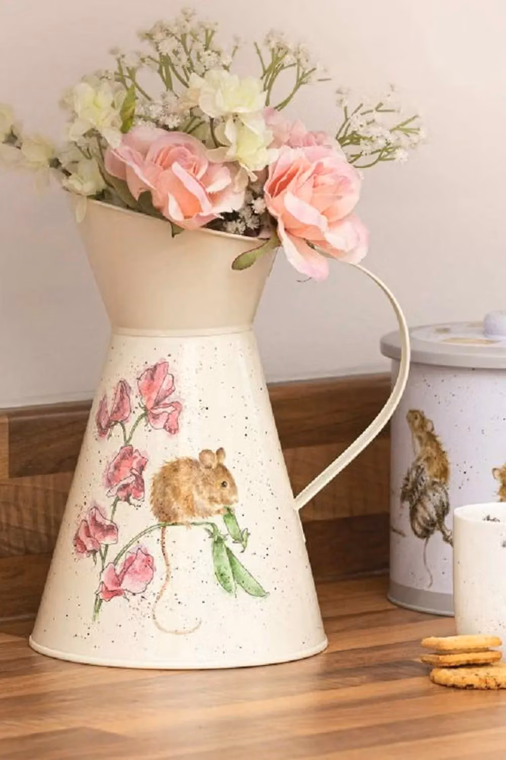 Wrendale Designs The Pea Thief Mouse Floral Jug in Multicolour and White – 2