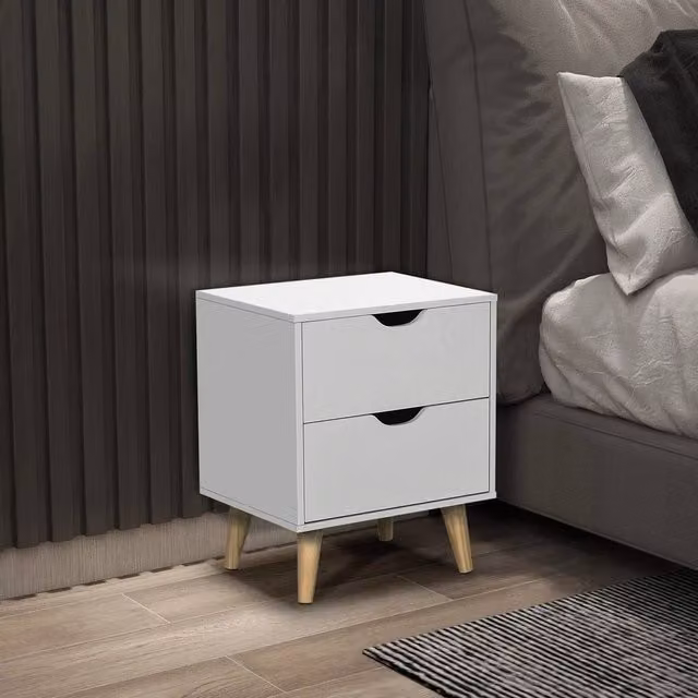 EONLION Modern White Bedside Table with 2 Drawers