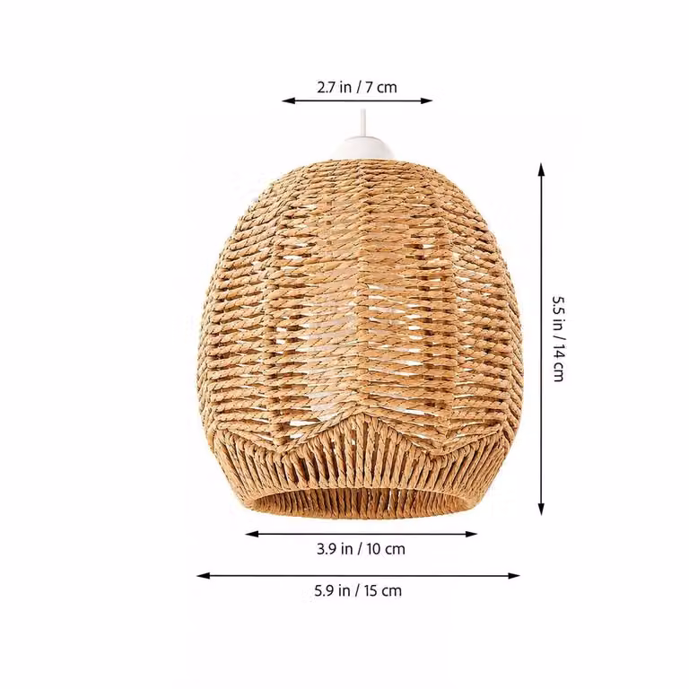 PAWNORA 2 Pack Hand Woven Rattan Dome Pendant Light Shades in Beige