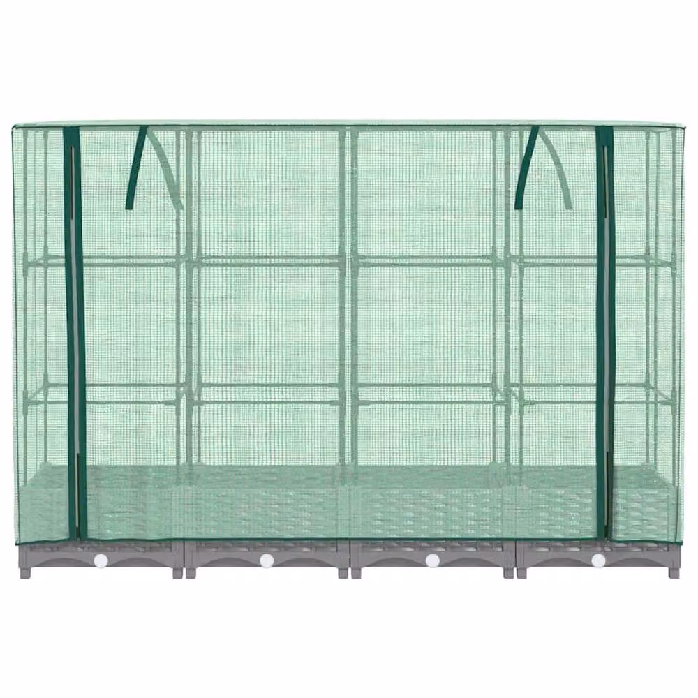 Berkfield Home Raised Bed with Greenhouse Cover in Light Grey, W/D/H: 160 x 40 x 123 cm – 3