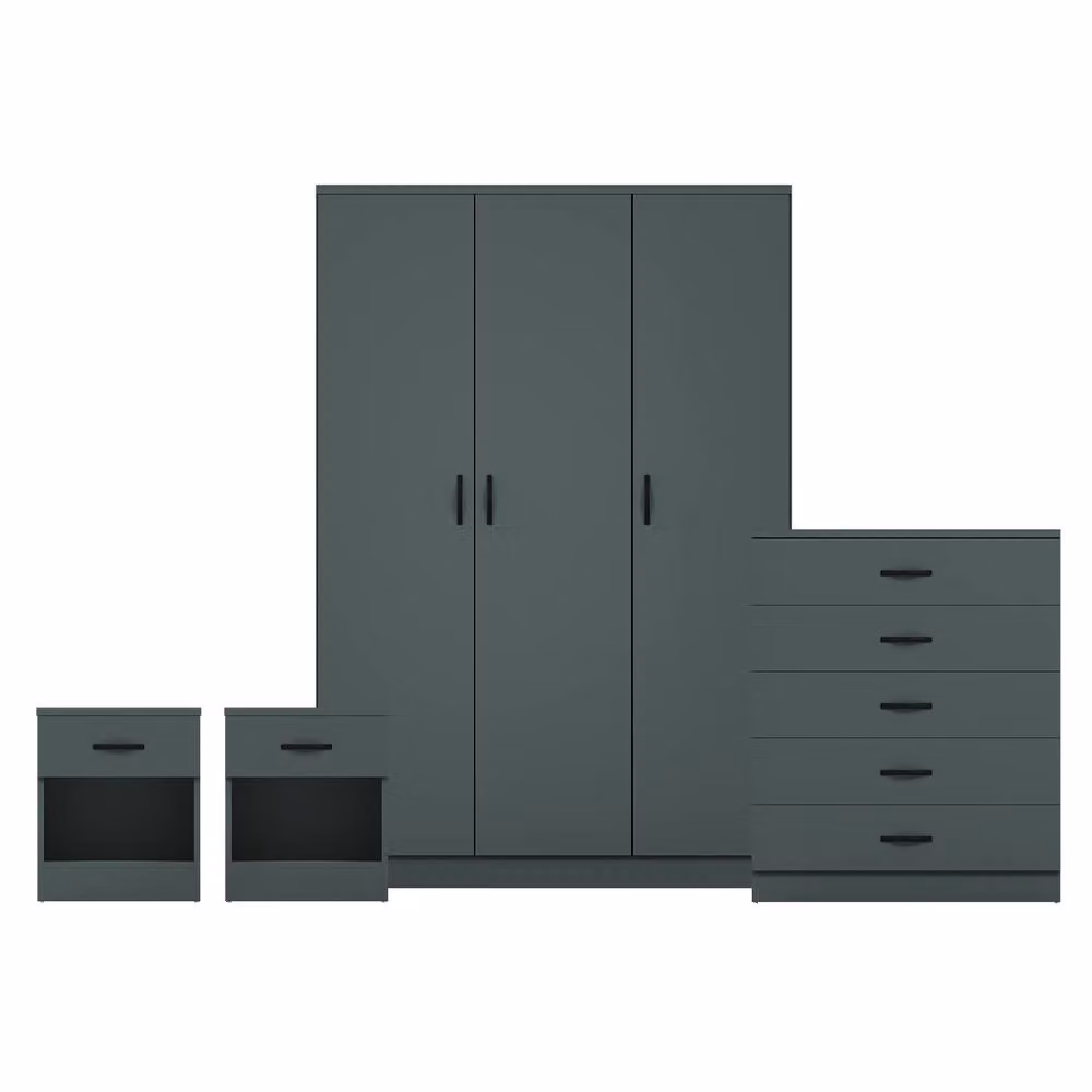 Vida Designs 4 Piece Modern Green Bedroom Set Including 2 Bedside Chests, 4 Drawer Chest and Wardrobe – 2