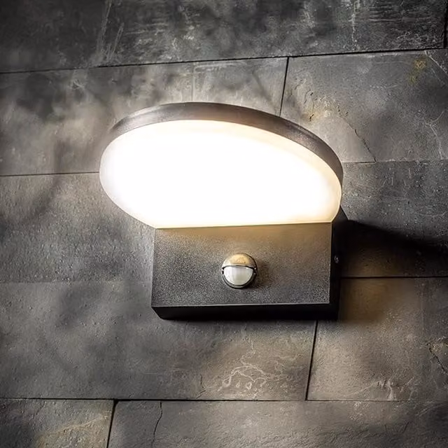 CGC Lighting Aubrey Curved PIR Motion Sensor LED Outdoor Wall Light in Black