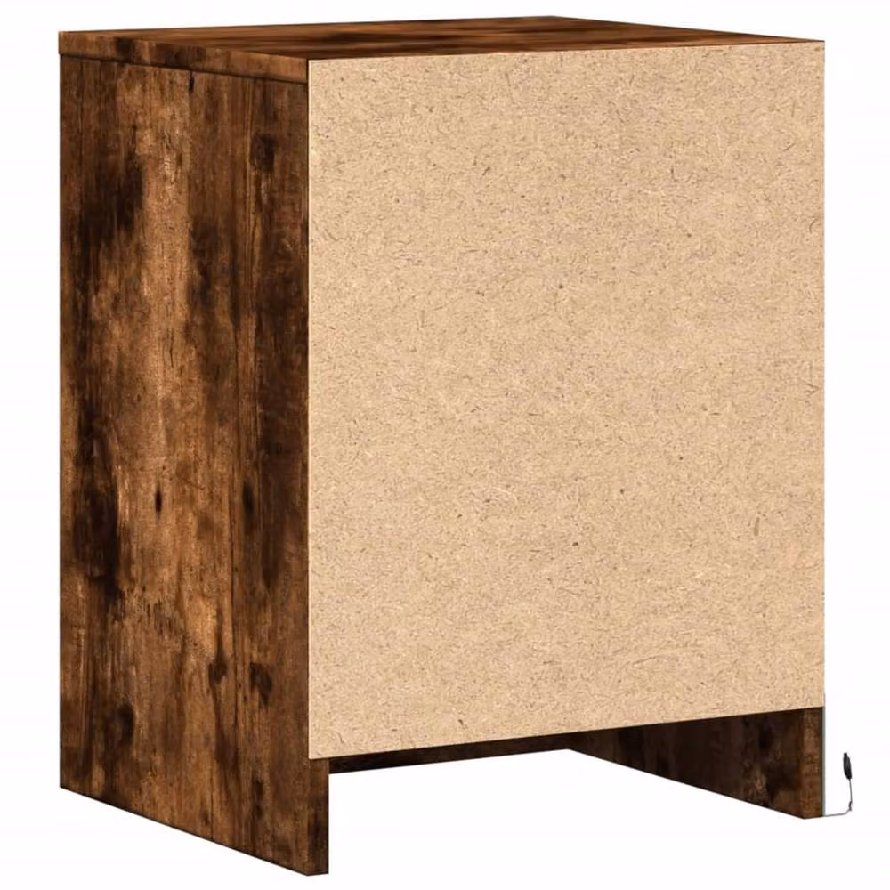 Berkfield Home Modern Bedside Cabinet with Integrated LED Lights in Smoked Oak Brown, W/D/H: 34 x 38 x 50 cm – 6