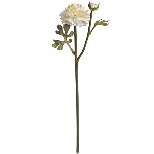 Hill Interiors Artificial Ranunculus Floral Spray in Green, White and Multicolour