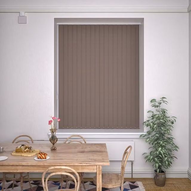 Terrys Kensington Plain Made to Measure Vertical Blind, Brown Textile, Opaque, Corded