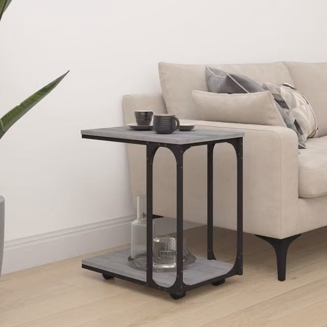 Berkfield Home Side Table with Castors, Grey Sonoma, W/D/H: 50 x 35 x 55.5 cm – 1