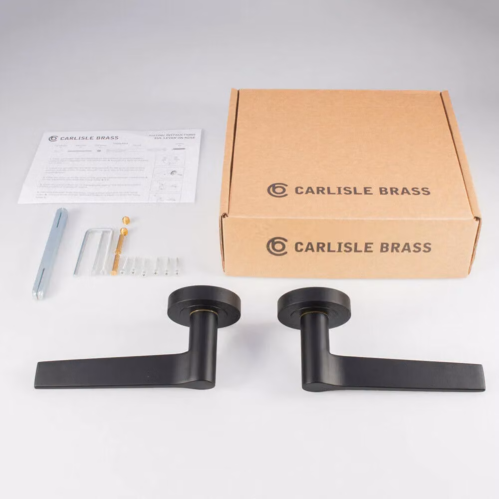Loops 2x Pair Straight Rounded Handles with Round Rose and Concealed Fixings in Matt Black – 3