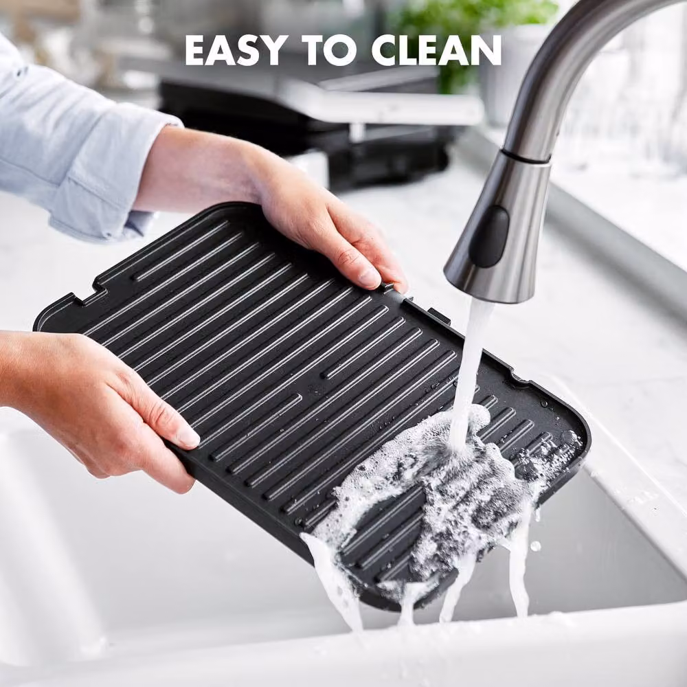 GreenPan Bistro 6-in-1 Contact Grill and Griddle with Silver Ceramic Non-Stick Coating – 10