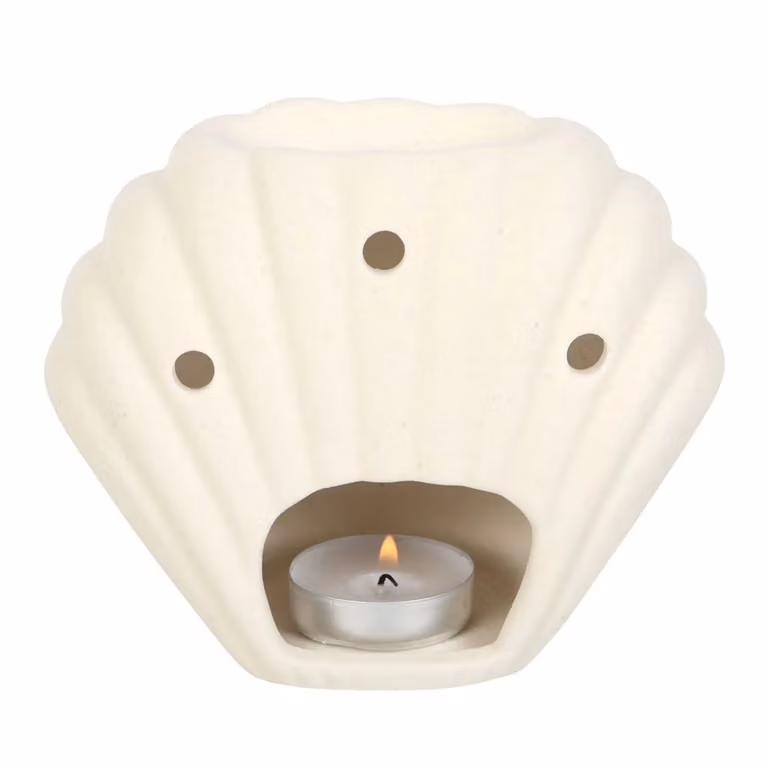 Something Different Seashells Stone Oil Burner in White