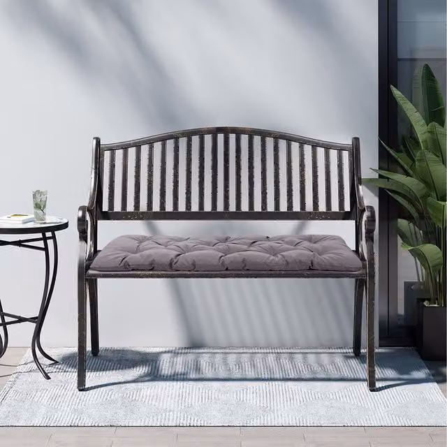 Livingandhome Waterproof Outdoor Bench Cushion in Grey, Width: 120 cm