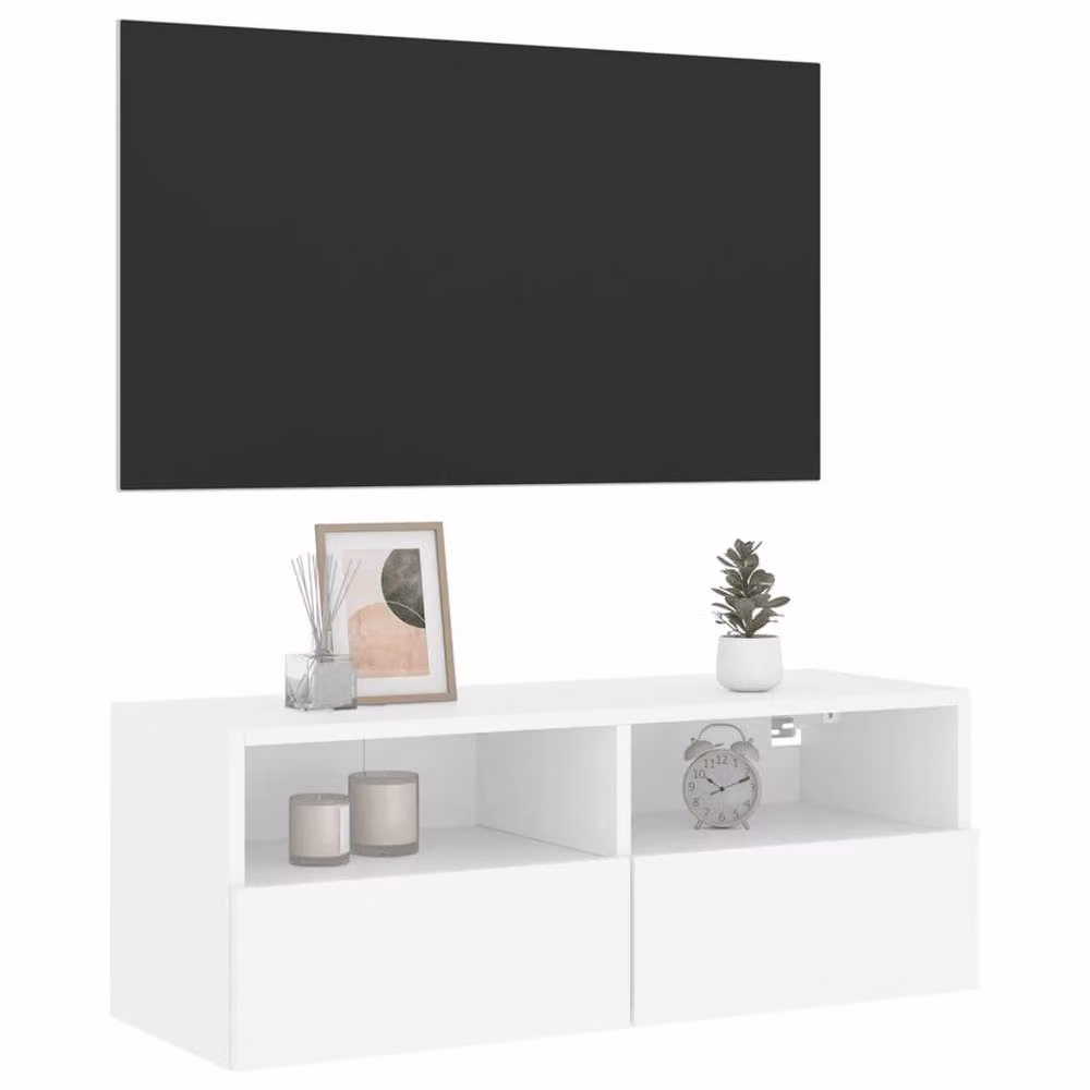 Berkfield Home White Modern Wall Mounted TV Cabinet W/D/H: 80 x 30 x 30 cm – 4