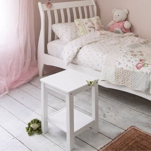 Noa and Nani White Pine Wood Bedside Cabinet Side Table
